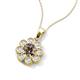 3 - Urania 1.40 ctw Smoky Quartz (6.00 mm) and Accented Lab Grown Diamond Halo Floral Pendant 