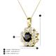 4 - Urania 1.60 ctw Black Diamond (6.00 mm) and Accented Lab Grown Diamond Halo Floral Pendant 