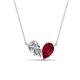 1 - Zemi 1.80 ctw Pear Shape Moissanite and Lab Grown Ruby (7x5 mm) Toi Et Moi Pendant Necklace 