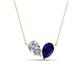 1 - Zemi 1.75 ctw Pear Shape Moissanite and Lab Grown Blue Sapphire (7x5 mm) Toi Et Moi Pendant Necklace 
