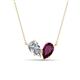 1 - Zemi 1.75 ctw Pear Shape Moissanite and Rhodolite Garnet (7x5 mm) Toi Et Moi Pendant Necklace 