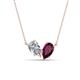 1 - Zemi 1.75 ctw Pear Shape Moissanite and Rhodolite Garnet (7x5 mm) Toi Et Moi Pendant Necklace 
