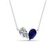 1 - Zemi 1.75 ctw Pear Shape Moissanite and Lab Grown Blue Sapphire (7x5 mm) Toi Et Moi Pendant Necklace 