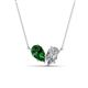 1 - Zemi 1.65 ctw Pear Shape Lab Grown Emerald and Moissanite (7x5 mm) Toi Et Moi Pendant Necklace 