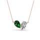 1 - Zemi 1.65 ctw Pear Shape Lab Grown Emerald and Moissanite (7x5 mm) Toi Et Moi Pendant Necklace 
