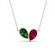 1 - Zemi 1.75 ctw Pear Shape Lab Grown Emerald and Lab Grown Ruby (7x5 mm) Toi Et Moi Pendant Necklace 