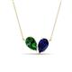 1 - Zemi 1.70 ctw Pear Shape Lab Grown Emerald and Lab Grown Blue Sapphire (7x5 mm) Toi Et Moi Pendant Necklace 