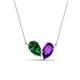 1 - Zemi 1.45 ctw Pear Shape Lab Grown Emerald and Amethyst (7x5 mm) Toi Et Moi Pendant Necklace 