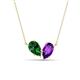 1 - Zemi 1.45 ctw Pear Shape Lab Grown Emerald and Amethyst (7x5 mm) Toi Et Moi Pendant Necklace 