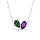 1 - Zemi 1.45 ctw Pear Shape Lab Grown Emerald and Amethyst (7x5 mm) Toi Et Moi Pendant Necklace 