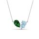 1 - Zemi 1.40 ctw Pear Shape Lab Grown Emerald and Aquamarine (7x5 mm) Toi Et Moi Pendant Necklace 