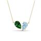 1 - Zemi 1.40 ctw Pear Shape Lab Grown Emerald and Aquamarine (7x5 mm) Toi Et Moi Pendant Necklace 
