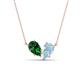 1 - Zemi 1.40 ctw Pear Shape Lab Grown Emerald and Aquamarine (7x5 mm) Toi Et Moi Pendant Necklace 