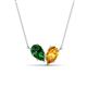 1 - Zemi 1.45 ctw Pear Shape Lab Grown Emerald and Citrine (7x5 mm) Toi Et Moi Pendant Necklace 