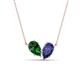 1 - Zemi 1.40 ctw Pear Shape Lab Grown Emerald and Iolite (7x5 mm) Toi Et Moi Pendant Necklace 