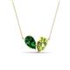1 - Zemi 1.60 ctw Pear Shape Lab Grown Emerald and Peridot (7x5 mm) Toi Et Moi Pendant Necklace 