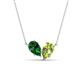 1 - Zemi 1.60 ctw Pear Shape Lab Grown Emerald and Peridot (7x5 mm) Toi Et Moi Pendant Necklace 
