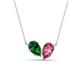 1 - Zemi 1.50 ctw Pear Shape Lab Grown Emerald and Pink Tourmaline (7x5 mm) Toi Et Moi Pendant Necklace 