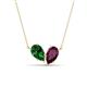 1 - Zemi 1.70 ctw Pear Shape Lab Grown Emerald and Rhodolite Garnet (7x5 mm) Toi Et Moi Pendant Necklace 