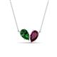 1 - Zemi 1.70 ctw Pear Shape Lab Grown Emerald and Rhodolite Garnet (7x5 mm) Toi Et Moi Pendant Necklace 