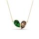1 - Zemi 1.45 ctw Pear Shape Lab Grown Emerald and Smoky Quartz (7x5 mm) Toi Et Moi Pendant Necklace 