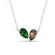 1 - Zemi 1.45 ctw Pear Shape Lab Grown Emerald and Smoky Quartz (7x5 mm) Toi Et Moi Pendant Necklace 