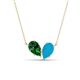 1 - Zemi 1.15 ctw Pear Shape Lab Grown Emerald and Turquoise (7x5 mm) Toi Et Moi Pendant Necklace 