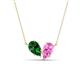 1 - Zemi 1.70 ctw Pear Shape Lab Grown Emerald and Lab Grown Pink Sapphire (7x5 mm) Toi Et Moi Pendant Necklace 