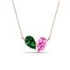 1 - Zemi 1.70 ctw Pear Shape Lab Grown Emerald and Lab Grown Pink Sapphire (7x5 mm) Toi Et Moi Pendant Necklace 