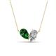 1 - Zemi 2.10 ctw Pear Shape Lab Grown Emerald and Lab Grown Diamond (7x5 mm) Toi Et Moi Pendant Necklace 