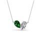 1 - Zemi 2.10 ctw Pear Shape Lab Grown Emerald and Lab Grown Diamond (7x5 mm) Toi Et Moi Pendant Necklace 