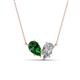 1 - Zemi 1.60 ctw Pear Shape Lab Grown Emerald and Natural Diamond (7x5 mm) Toi Et Moi Pendant Necklace 