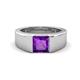 1 - Jordan 1.00 ct Princess Shape Solitaire Amethyst (6.00 mm) Men's Wedding Band 