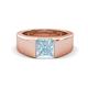 1 - Jordan 1.25 ct Princess Shape Solitaire Aquamarine (6.00 mm) Men's Wedding Band 