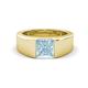 1 - Jordan 1.25 ct Princess Shape Solitaire Aquamarine (6.00 mm) Men's Wedding Band 
