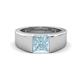 1 - Jordan 1.25 ct Princess Shape Solitaire Aquamarine (6.00 mm) Men's Wedding Band 