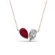 1 - Zemi 1.80 ctw Pear Shape Lab Grown Ruby and Moissanite (7x5 mm) Toi Et Moi Pendant Necklace 