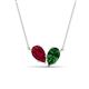 1 - Zemi 1.75 ctw Pear Shape Lab Grown Ruby and Lab Grown Emerald (7x5 mm) Toi Et Moi Pendant Necklace 
