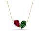 1 - Zemi 1.75 ctw Pear Shape Lab Grown Ruby and Lab Grown Emerald (7x5 mm) Toi Et Moi Pendant Necklace 