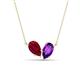 1 - Zemi 1.60 ctw Pear Shape Lab Grown Ruby and Amethyst (7x5 mm) Toi Et Moi Pendant Necklace 