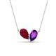 1 - Zemi 1.60 ctw Pear Shape Lab Grown Ruby and Amethyst (7x5 mm) Toi Et Moi Pendant Necklace 