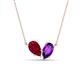 1 - Zemi 1.60 ctw Pear Shape Lab Grown Ruby and Amethyst (7x5 mm) Toi Et Moi Pendant Necklace 