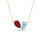 1 - Zemi 1.55 ctw Pear Shape Lab Grown Ruby and Aquamarine (7x5 mm) Toi Et Moi Pendant Necklace 