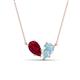 1 - Zemi 1.55 ctw Pear Shape Lab Grown Ruby and Aquamarine (7x5 mm) Toi Et Moi Pendant Necklace 