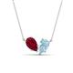 1 - Zemi 1.55 ctw Pear Shape Lab Grown Ruby and Aquamarine (7x5 mm) Toi Et Moi Pendant Necklace 