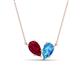 1 - Zemi 1.80 ctw Pear Shape Lab Grown Ruby and Blue Topaz (7x5 mm) Toi Et Moi Pendant Necklace 