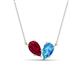 1 - Zemi 1.80 ctw Pear Shape Lab Grown Ruby and Blue Topaz (7x5 mm) Toi Et Moi Pendant Necklace 