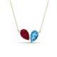 1 - Zemi 1.80 ctw Pear Shape Lab Grown Ruby and Blue Topaz (7x5 mm) Toi Et Moi Pendant Necklace 