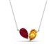 1 - Zemi 1.60 ctw Pear Shape Lab Grown Ruby and Citrine (7x5 mm) Toi Et Moi Pendant Necklace 