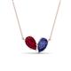 1 - Zemi 1.55 ctw Pear Shape Lab Grown Ruby and Iolite (7x5 mm) Toi Et Moi Pendant Necklace 